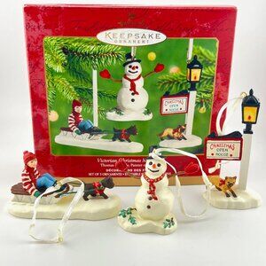 Set of 3 Vtg Hallmark 2001 Ornaments Victorian Christmas Memories Thomas Kinkade